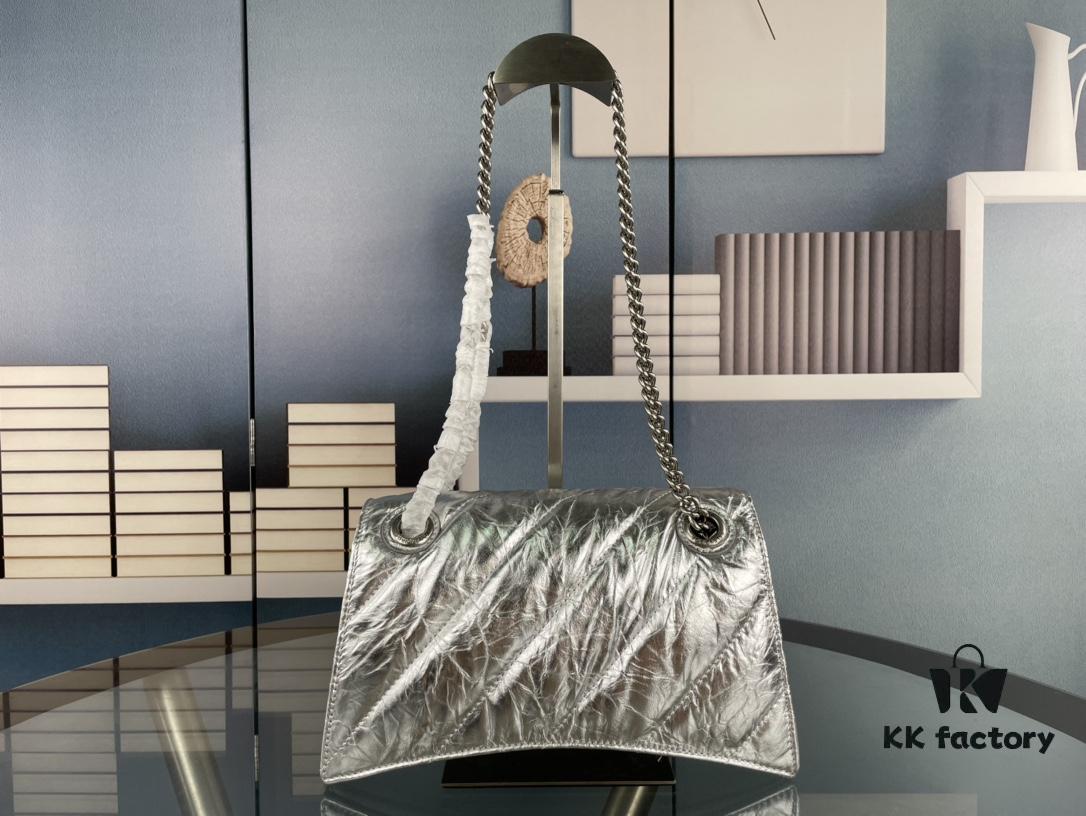 6930e2486e68136f4d9b2437 Balenciaga New Arrival Small Chain Hourglass Bag, Smooth Calfskin Leather, Waxed Leather