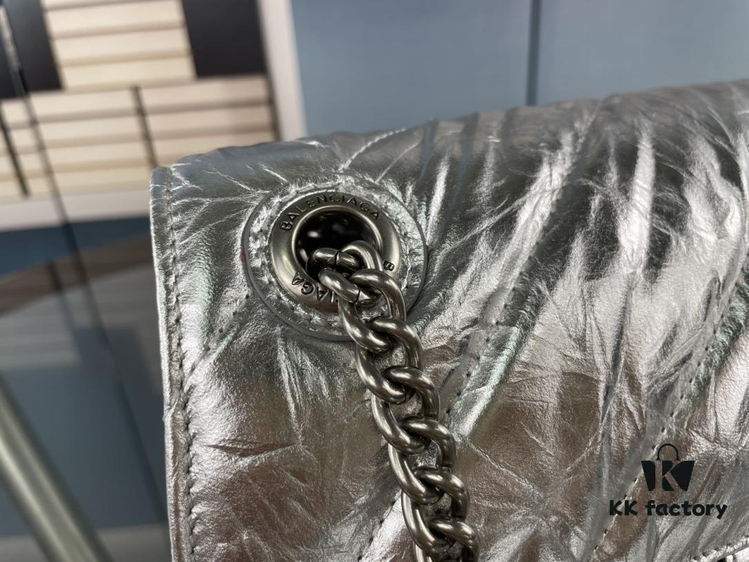 6930e24c6e68136f4d9b243b Balenciaga New Arrival Small Chain Hourglass Bag, Smooth Calfskin Leather, Waxed Leather