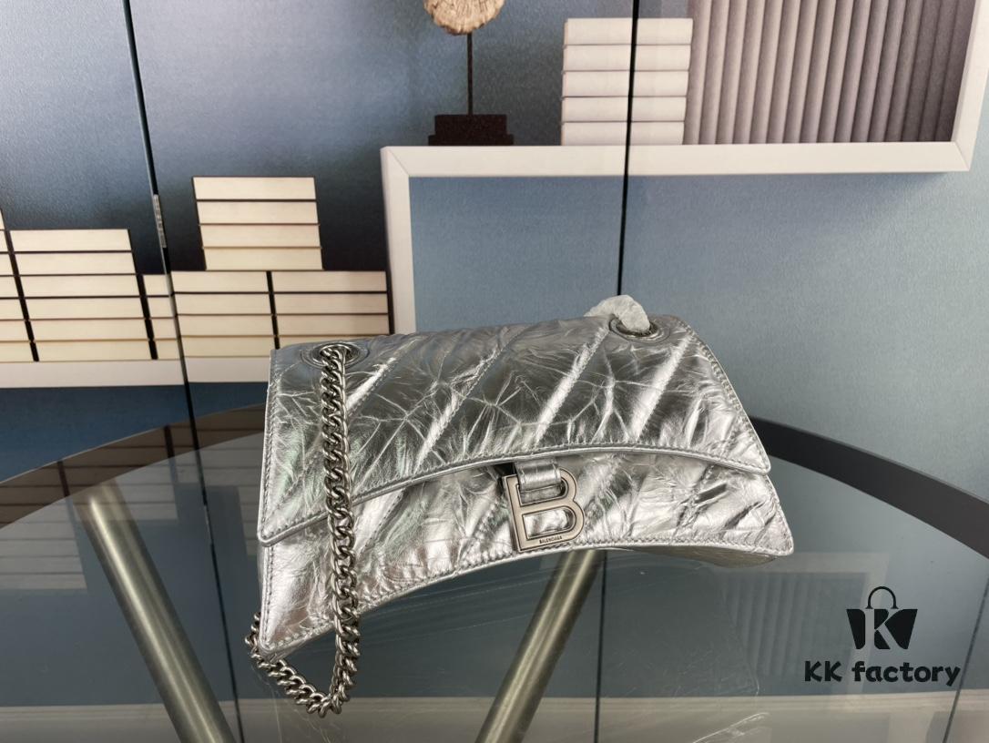 6930e24c6e68136f4d9b243d Balenciaga New Arrival Small Chain Hourglass Bag, Smooth Calfskin Leather, Waxed Leather
