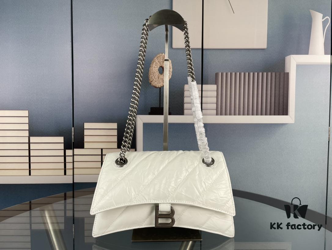 Balenciaga New Arrival Small Chain Hourglass Bag, Smooth Calfskin Leather with Waxed Finish