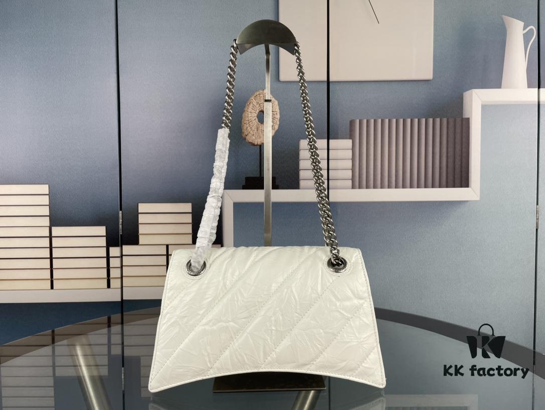Balenciaga New Arrival Small Chain Hourglass Bag, Smooth Calfskin Leather with Waxed Finish