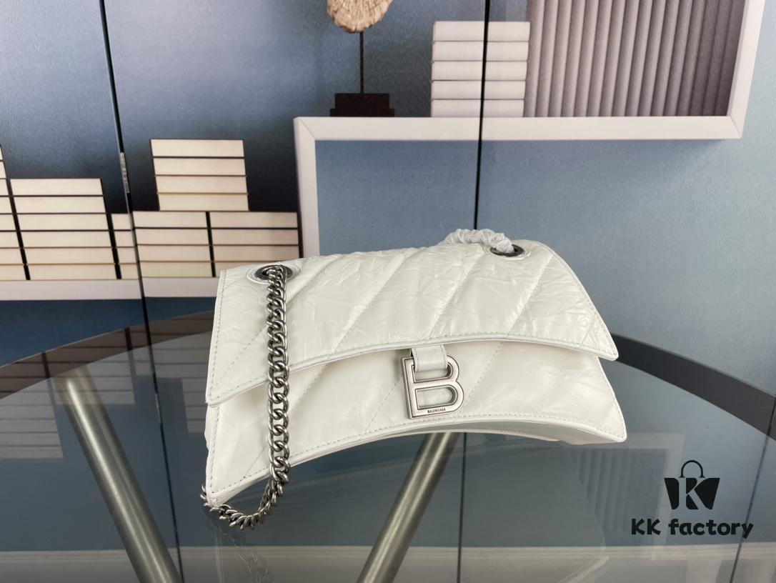 Balenciaga New Arrival Small Chain Hourglass Bag, Smooth Calfskin Leather with Waxed Finish