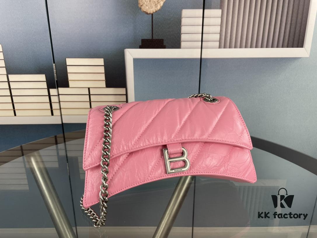 6930e2566e68136f4d9b244b Balenciaga New Arrival Small Chain Hourglass Bag, Smooth Calfskin Leather with Waxed Finish