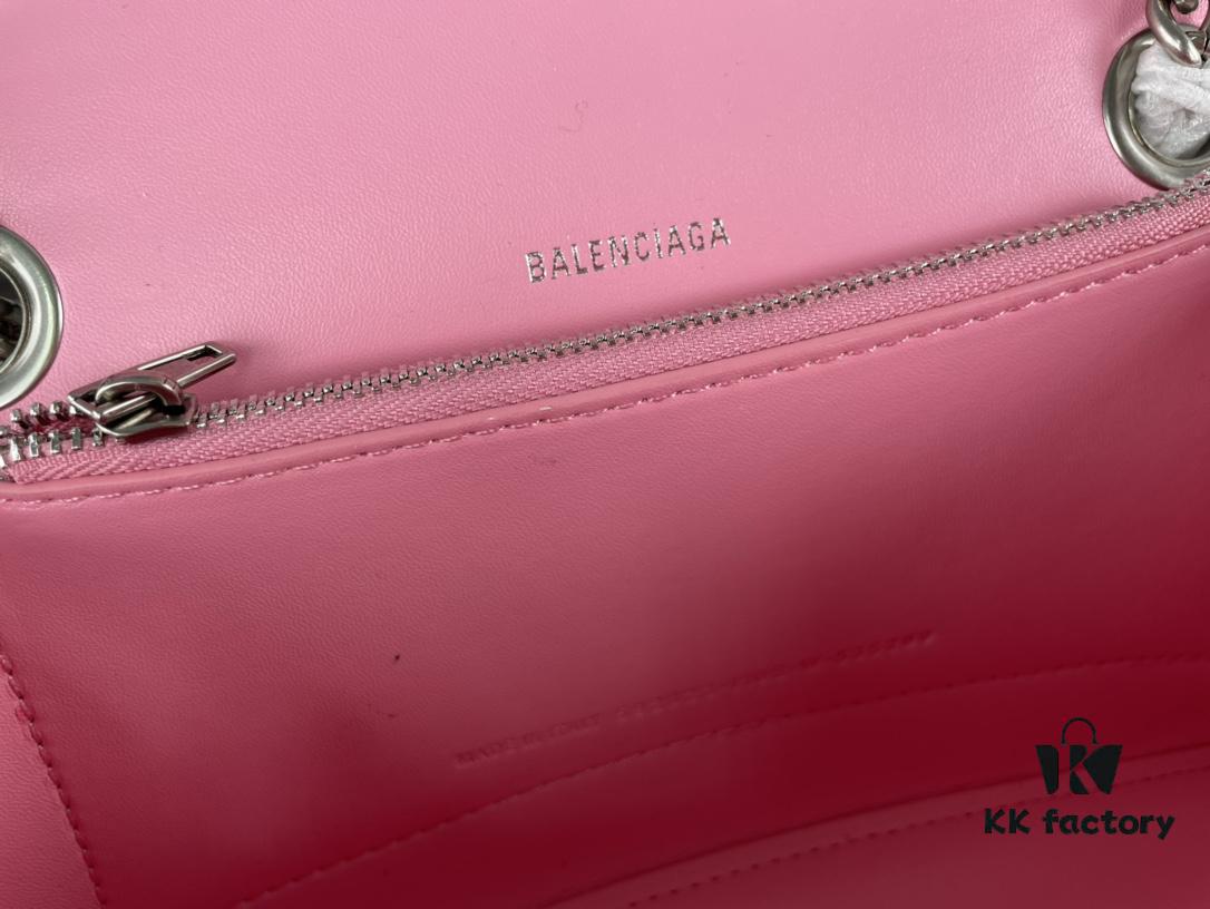 6930e2586e68136f4d9b244f Balenciaga New Arrival Small Chain Hourglass Bag, Smooth Calfskin Leather with Waxed Finish