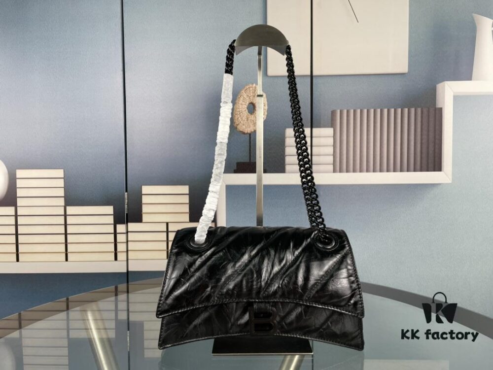 Balenciaga New Arrival Small Hourglass Chain Bag, Smooth Calfskin with Wax Leather Finish