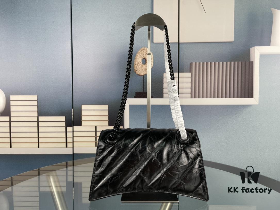 6930e2596e68136f4d9b2451 Balenciaga New Arrival Small Chain Hourglass Bag, Smooth Calfskin and Waxed Leather