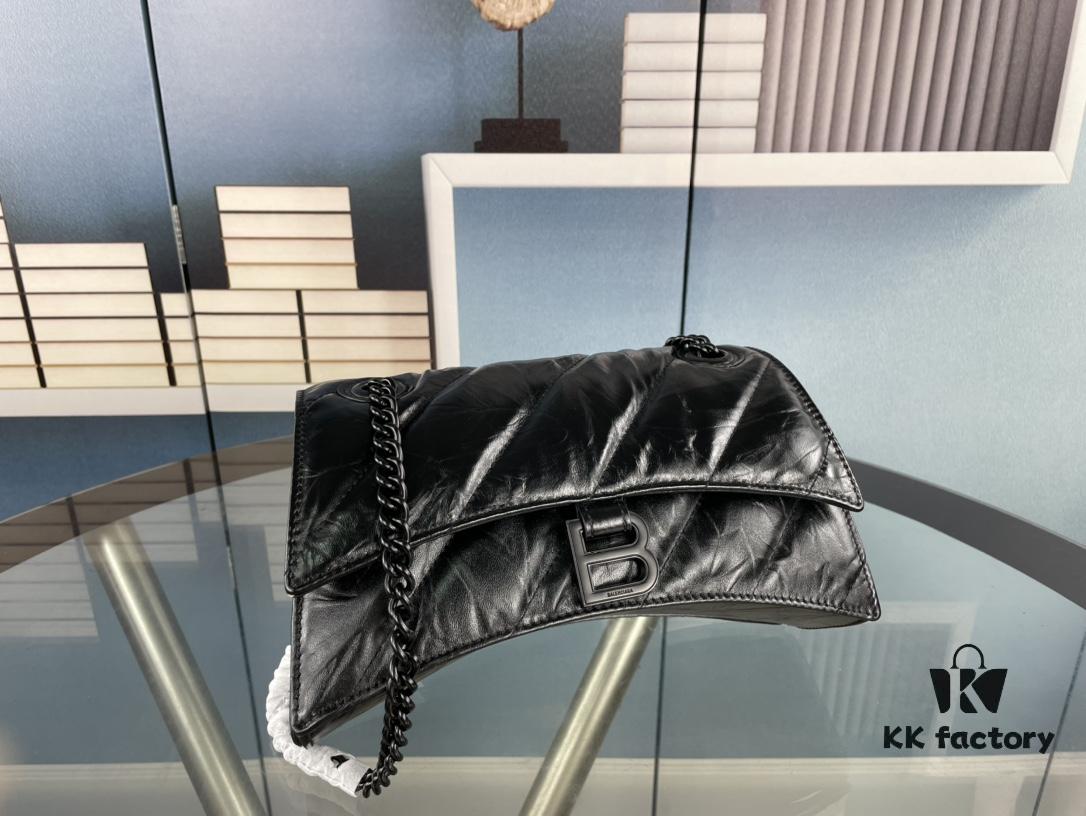 6930e25d6e68136f4d9b2456 Balenciaga New Arrival Small Chain Hourglass Bag, Smooth Calfskin and Waxed Leather