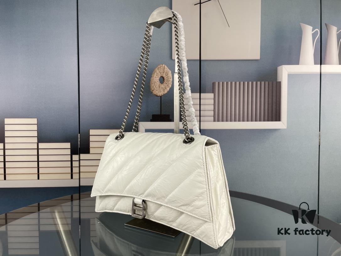 Balenciaga New Arrival Large Chain Hourglass Bag, Smooth Calfskin, Waxed Leather
