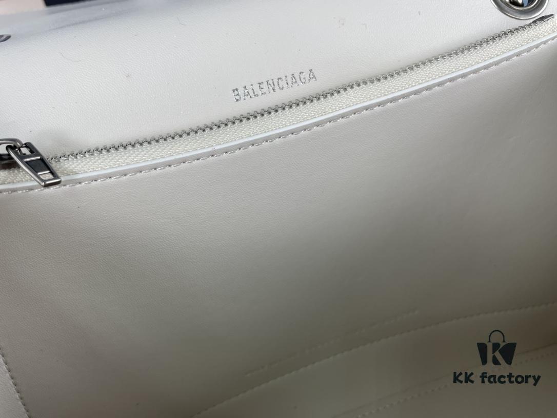 Balenciaga New Arrival Large Chain Hourglass Bag, Smooth Calfskin, Waxed Leather