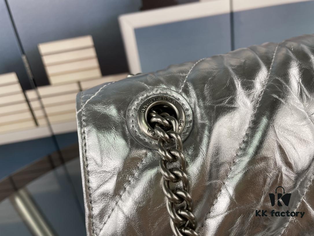 Balenciaga New Arrival Large Chain Hourglass Bag, Smooth Calfskin, Wax Leather