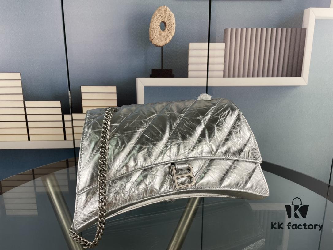 Balenciaga New Arrival Large Chain Hourglass Bag, Smooth Calfskin, Wax Leather