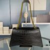 6930e2756e68136f4d9b247a Balenciaga New Arrival Large and Small 230 Chain Hourglass Bag, Crocodile Texture, Cracked Calfskin Leather, Waxed Leather