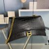 6930e2786e68136f4d9b247d Balenciaga New Arrival Large and Small 230 Chain Hourglass Bag, Crocodile Texture, Cracked Calfskin Leather, Waxed Leather
