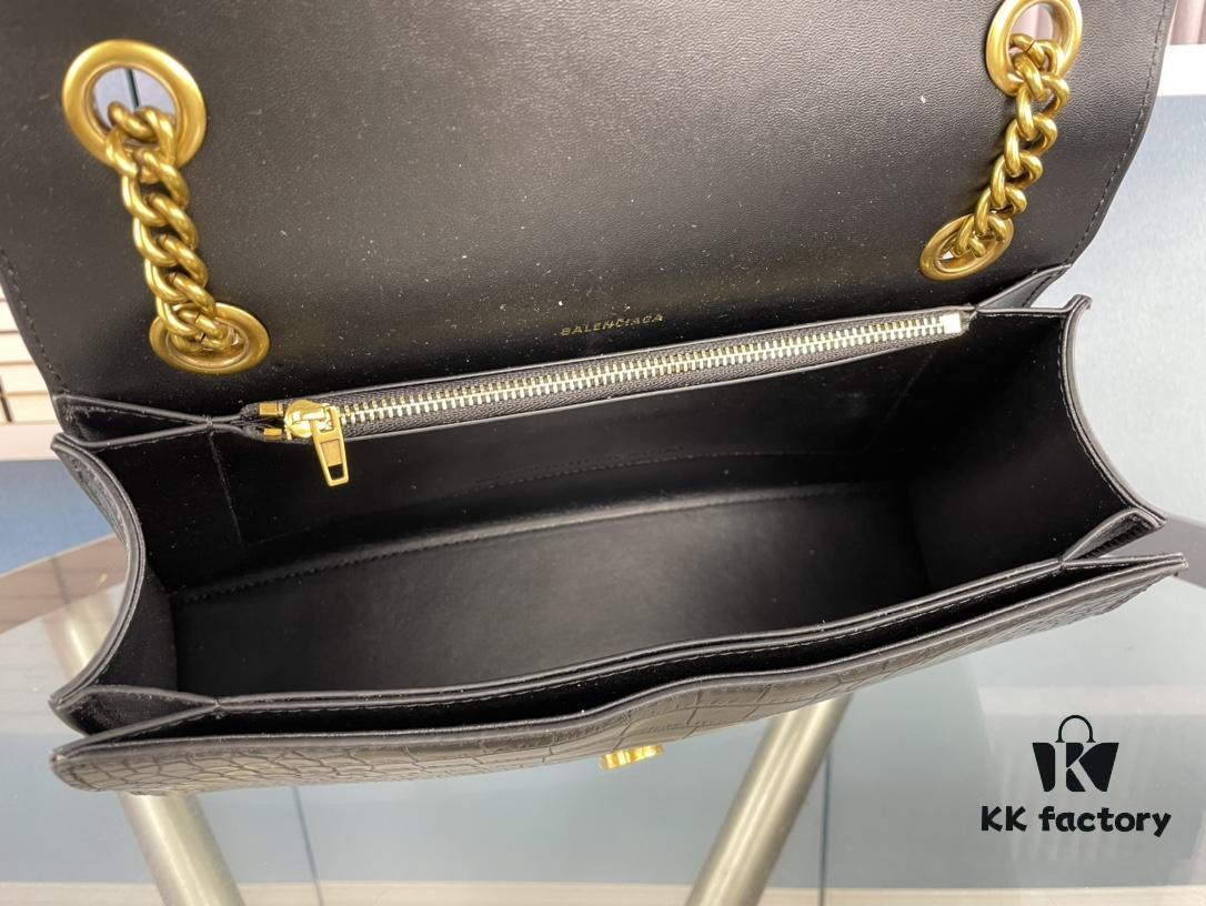 6930e27a6e68136f4d9b2480 Balenciaga New Arrival Large and Small 230 Chain Hourglass Bag, Crocodile Texture, Cracked Calfskin Leather, Waxed Leather