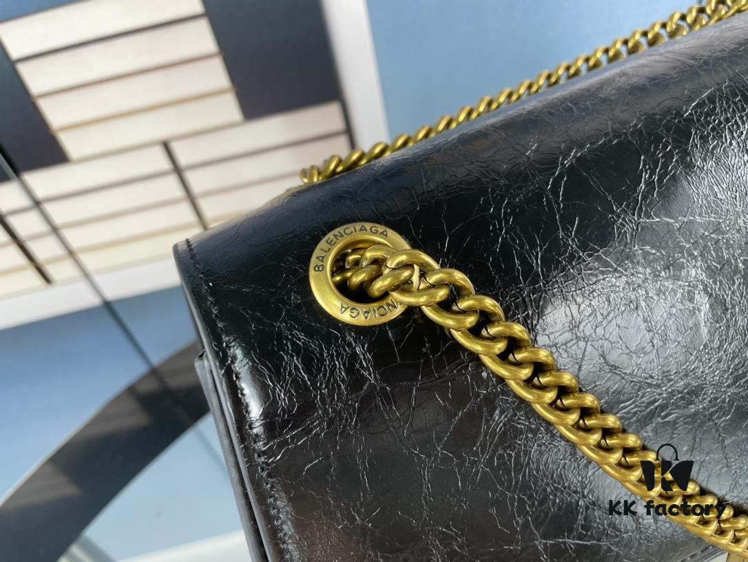6930e27c6e68136f4d9b2484 Balenciaga New Arrival Large Chain Hourglass Bag, Cracked Texture Calfskin, Wax Oil Leather