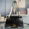 6930e27d6e68136f4d9b2485 Balenciaga New Arrival Large Chain Hourglass Bag, Cracked Texture Calfskin, Wax Oil Leather