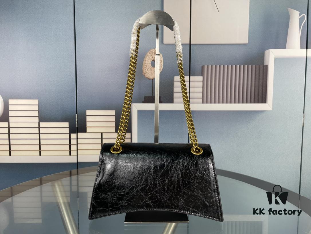 6930e2806e68136f4d9b248b Balenciaga New Arrival Small Chain Hourglass Bag, Calfskin with Cracked Wax Finish