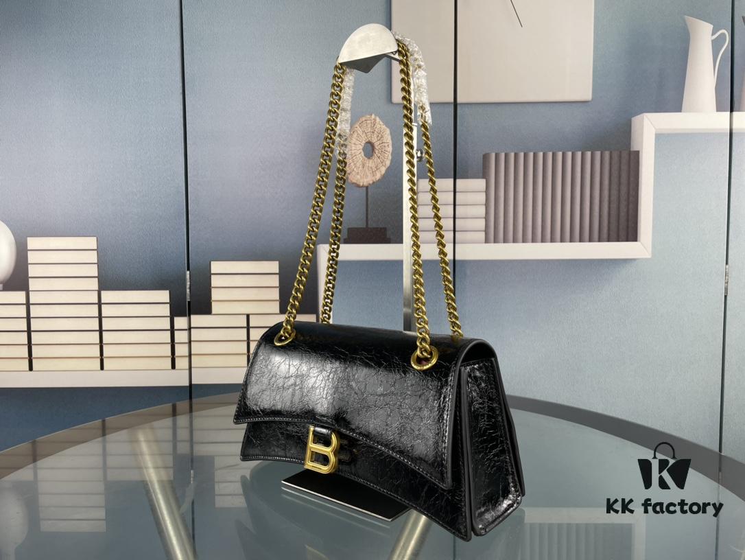 6930e2806e68136f4d9b248c Balenciaga New Arrival Small Chain Hourglass Bag, Calfskin with Cracked Wax Finish