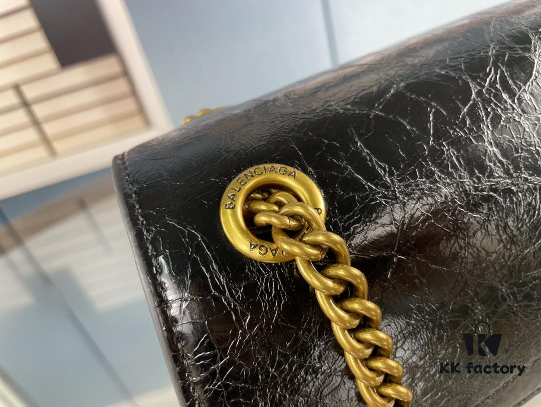 6930e2826e68136f4d9b248d Balenciaga New Arrival Small Chain Hourglass Bag, Calfskin with Cracked Wax Finish