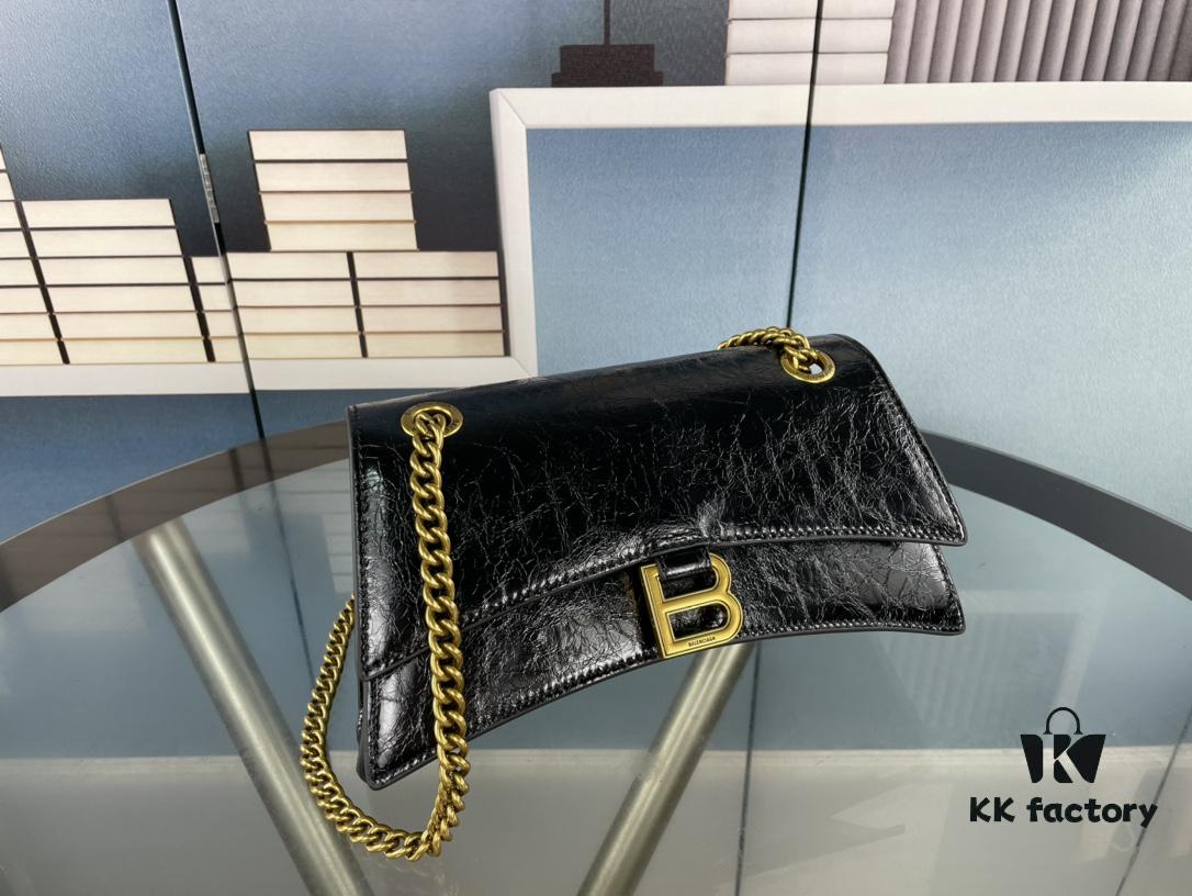 6930e2836e68136f4d9b248e Balenciaga New Arrival Small Chain Hourglass Bag, Calfskin with Cracked Wax Finish