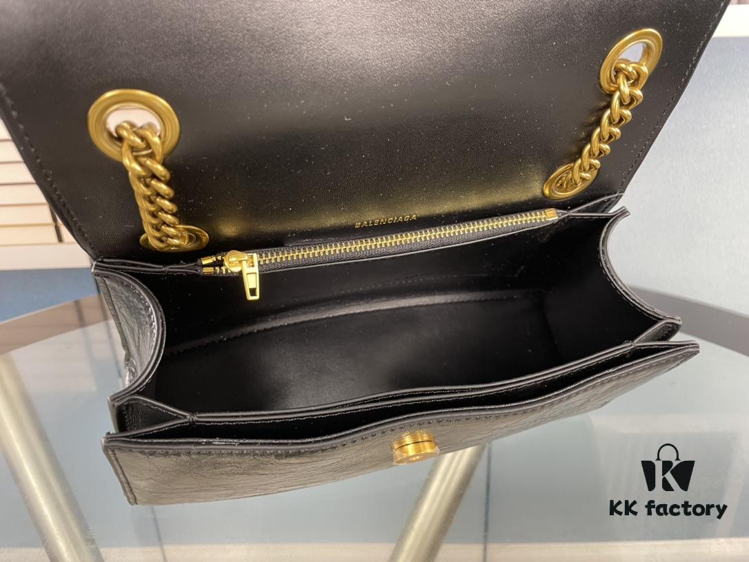 6930e2836e68136f4d9b2490 Balenciaga New Arrival Small Chain Hourglass Bag, Calfskin with Cracked Wax Finish