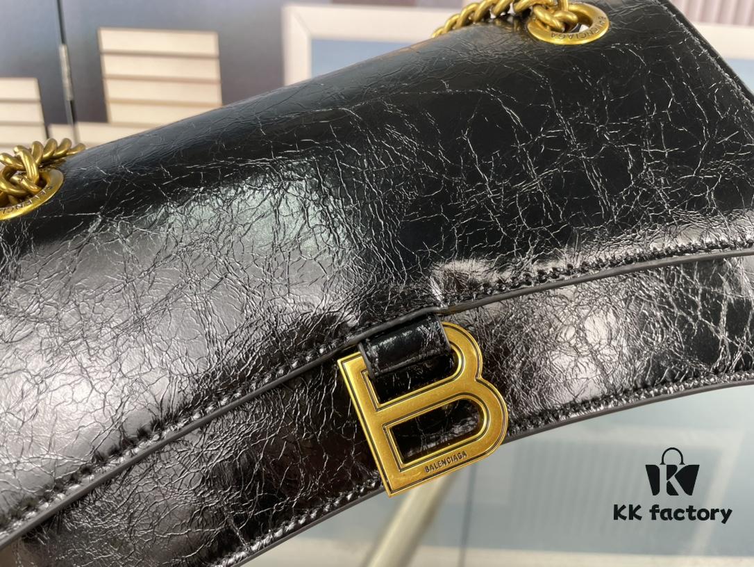 6930e2946e68136f4d9b24aa Balenciaga New Arrival Small Chain Hourglass Bag, Calfskin with Cracked Wax Finish