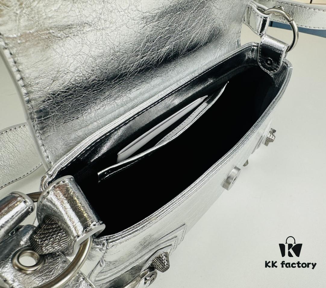 6930e3126e68136f4d9b2563 BALENCIAGA Le Cagole Camera Bag in Waxed Black/Grey - Style No. 6701