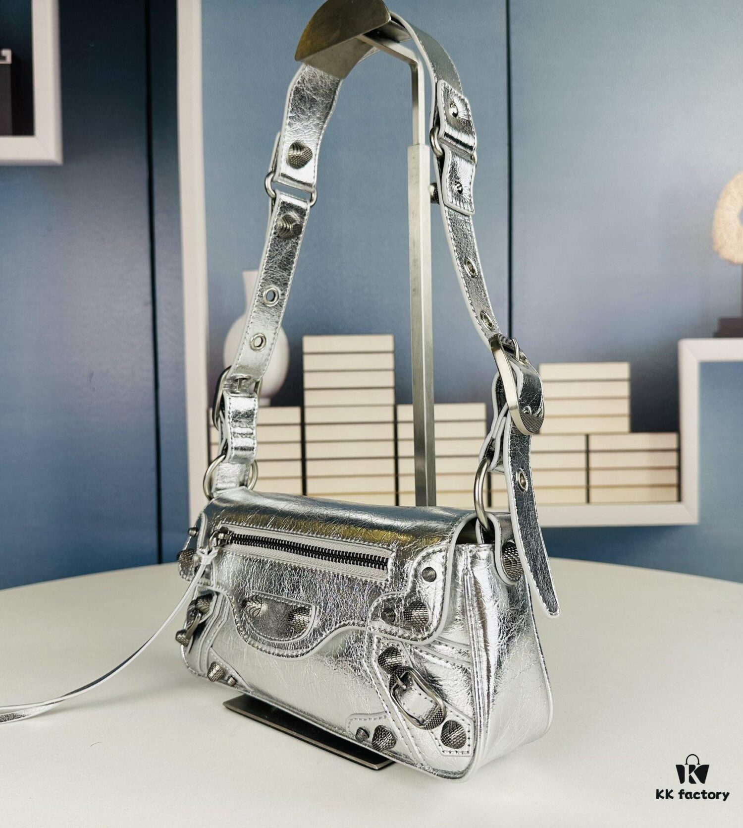 6930e31d6e68136f4d9b2577 BALENCIAGA Le Cagole Camera Bag in Waxed Black/Grey - Style No. 6701