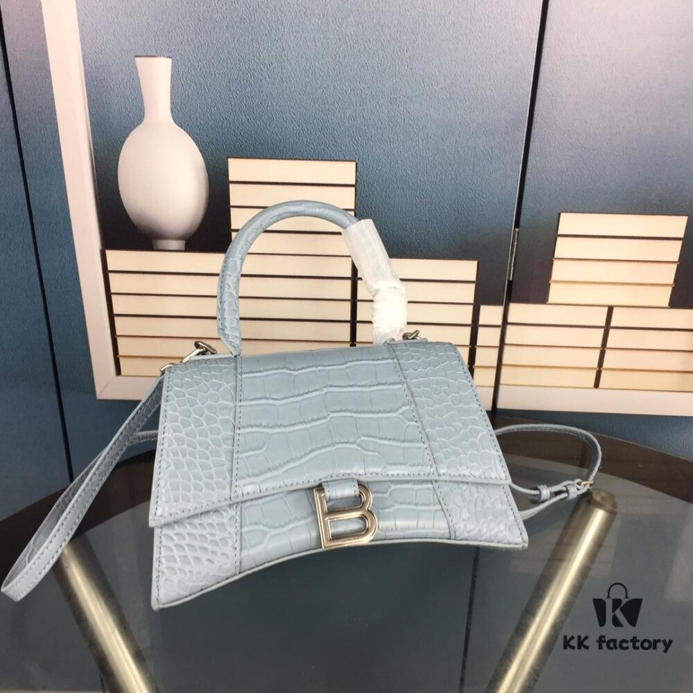 6930e3236e68136f4d9b2581 New Arrival☀Balencia Paris Home This Season's Highlight Crocodile-Textured Black Hourglass Bag