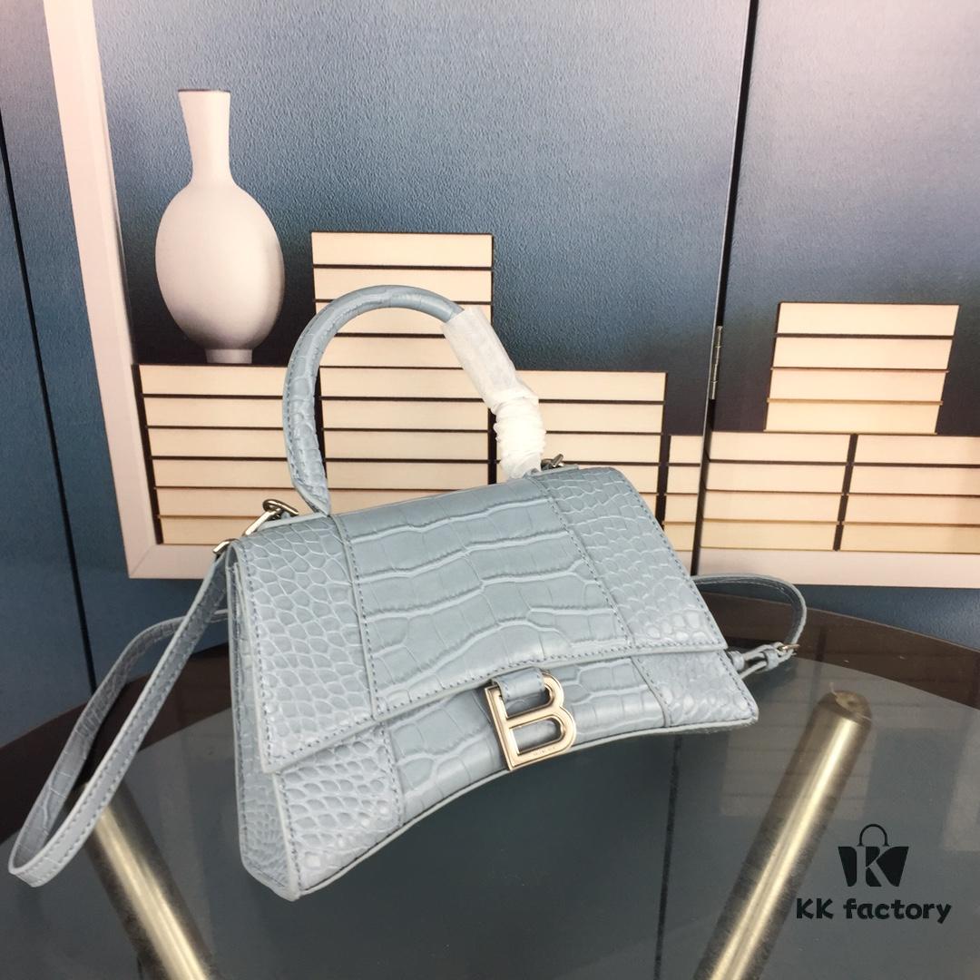 6930e3236e68136f4d9b2582 New Arrival☀Balencia Paris Home This Season's Highlight Crocodile-Textured Black Hourglass Bag