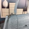 6930e3246e68136f4d9b2585 New Arrival☀Balencia Paris Home This Season's Highlight Crocodile-Textured Black Hourglass Bag