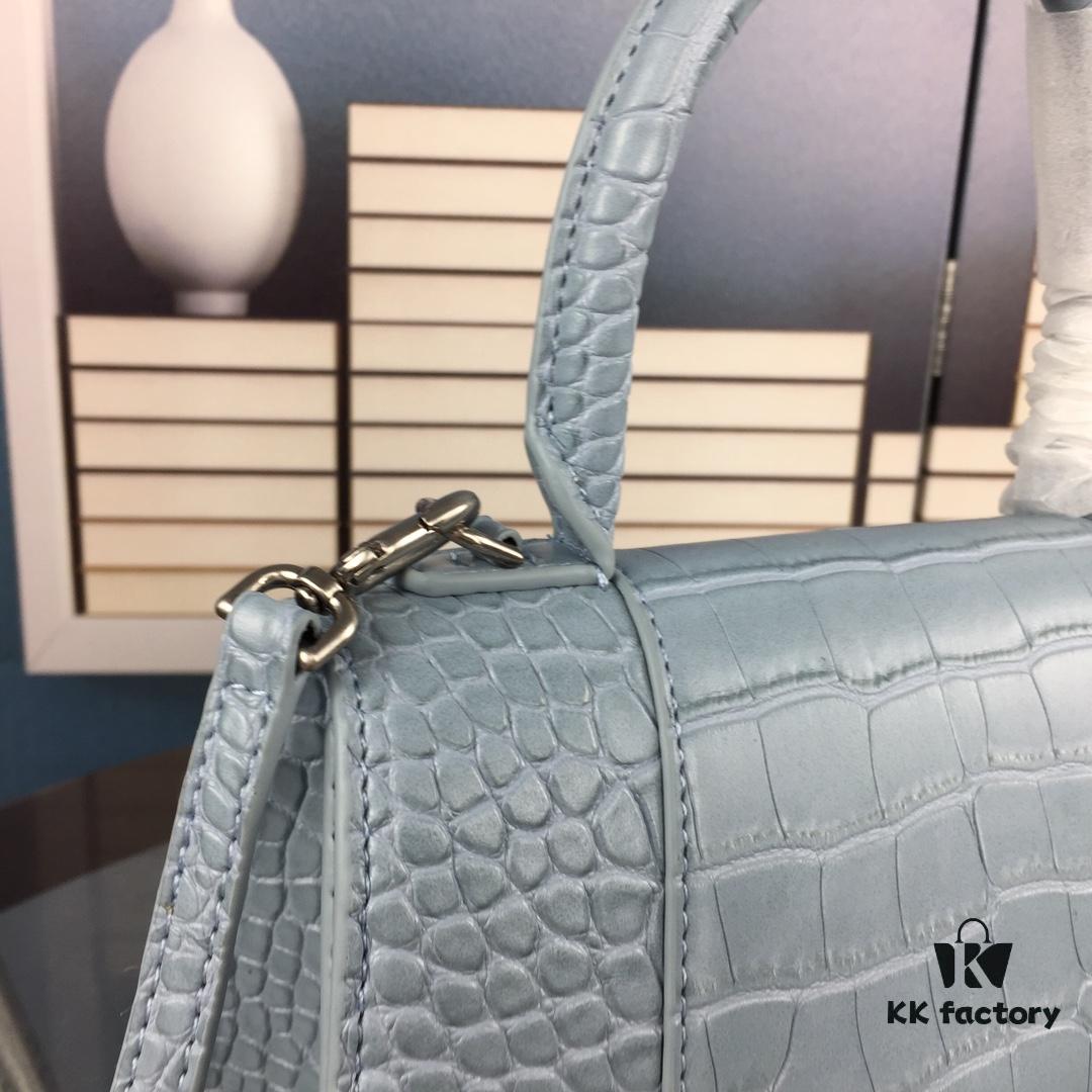 6930e3246e68136f4d9b2585 New Arrival☀Balencia Paris Home This Season's Highlight Crocodile-Textured Black Hourglass Bag