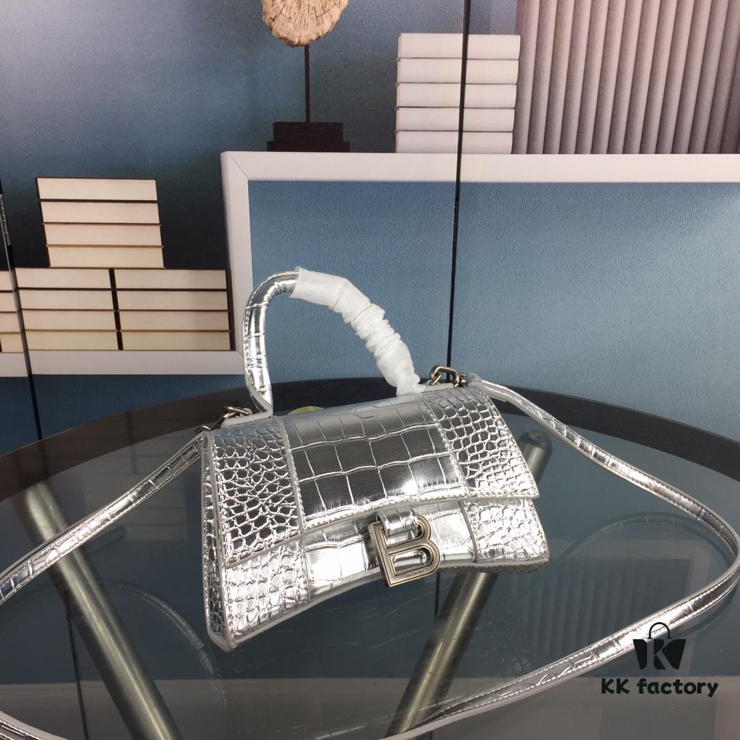 6930e3376e68136f4d9b25a6 New Large/Small 235 Balencia Paris House, This Season's Highlight Crocodile Texture Hourglass Bag