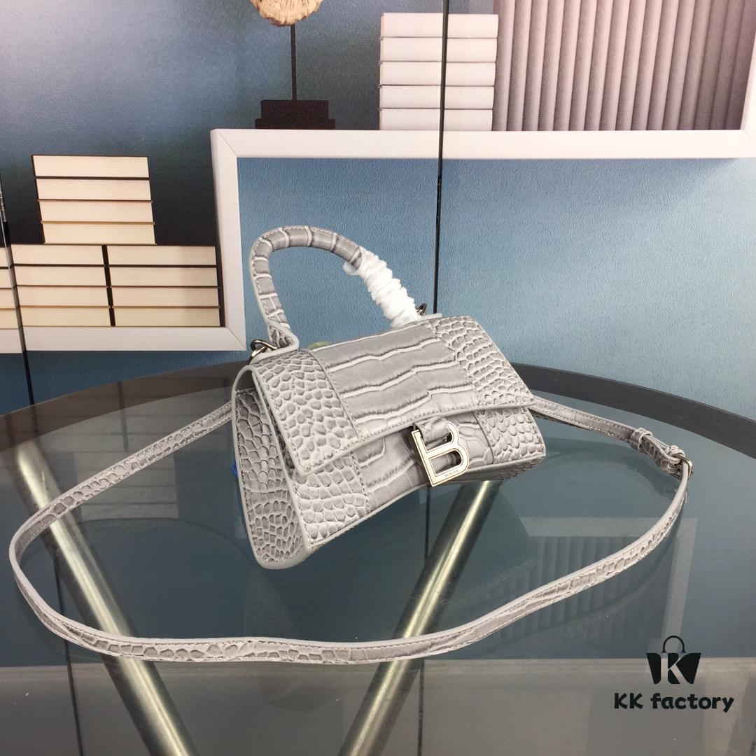 6930e34c6e68136f4d9b25cb New Large and Small Size 235 Balencia Paris House, This Season's Highlight Crocodile Texture Hourglass Bag with Unique Signature Curved Silhouette