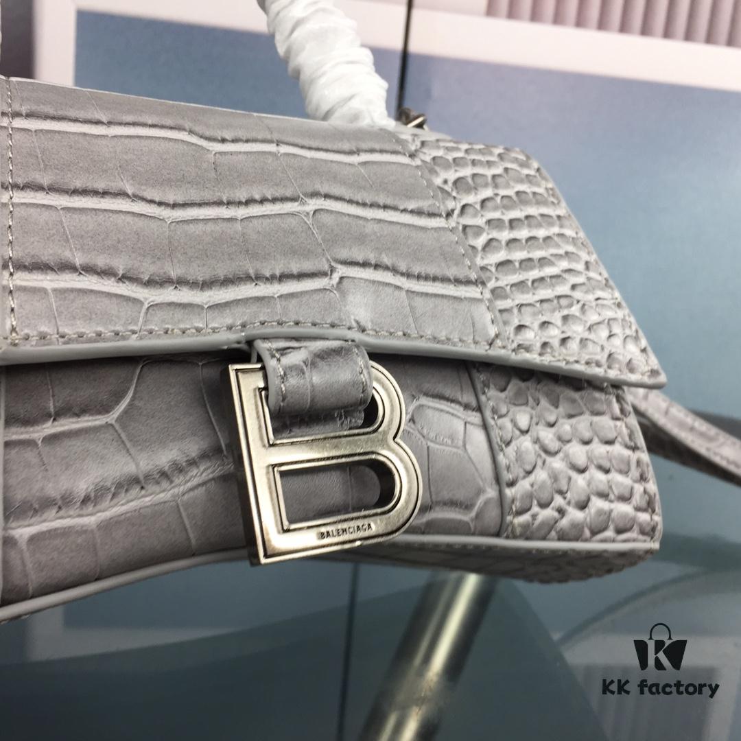 6930e34c6e68136f4d9b25cc New Large and Small Size 235 Balencia Paris House, This Season's Highlight Crocodile Texture Hourglass Bag with Unique Signature Curved Silhouette
