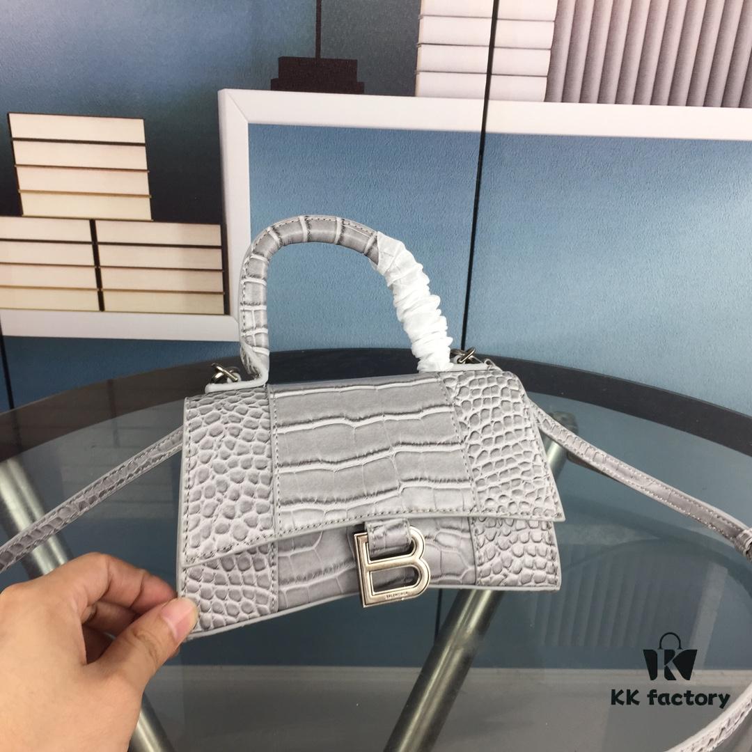 6930e34e6e68136f4d9b25ce New Large and Small Size 235 Balencia Paris House, This Season's Highlight Crocodile Texture Hourglass Bag with Unique Signature Curved Silhouette