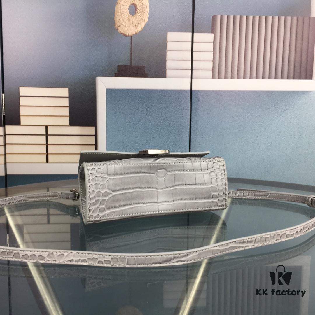 6930e34e6e68136f4d9b25cf New Large and Small Size 235 Balencia Paris House, This Season's Highlight Crocodile Texture Hourglass Bag with Unique Signature Curved Silhouette