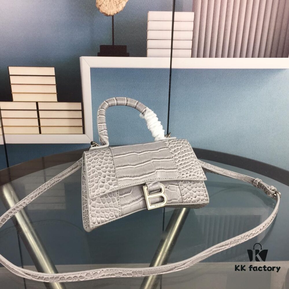 6930e3506e68136f4d9b25d2 New Large and Small Size 235 Balencia Paris House, This Season's Highlight Crocodile Texture Hourglass Bag with Unique Signature Curved Silhouette