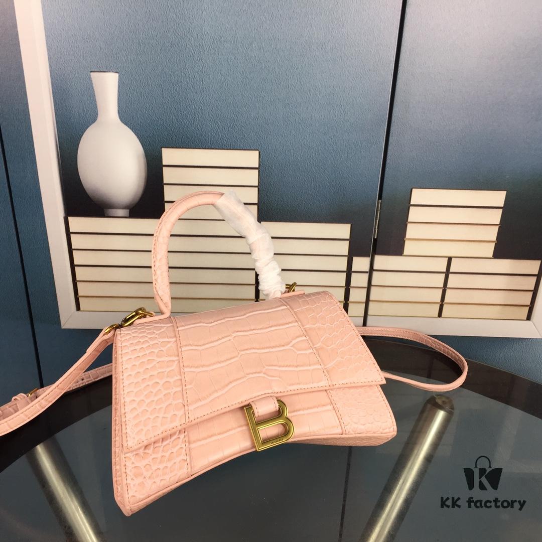 6930e3656e68136f4d9b25ef New Large and Small Size 235 Balencia Paris House This Season's Heavyweight Crocodile Texture Hourglass Bag