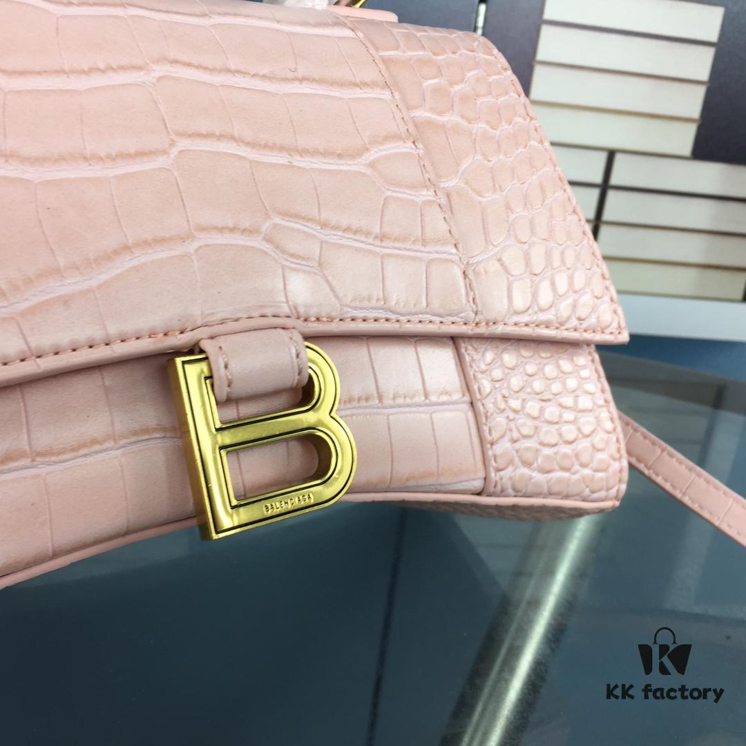 6930e3676e68136f4d9b25f3 New Large and Small Size 235 Balencia Paris House This Season's Heavyweight Crocodile Texture Hourglass Bag