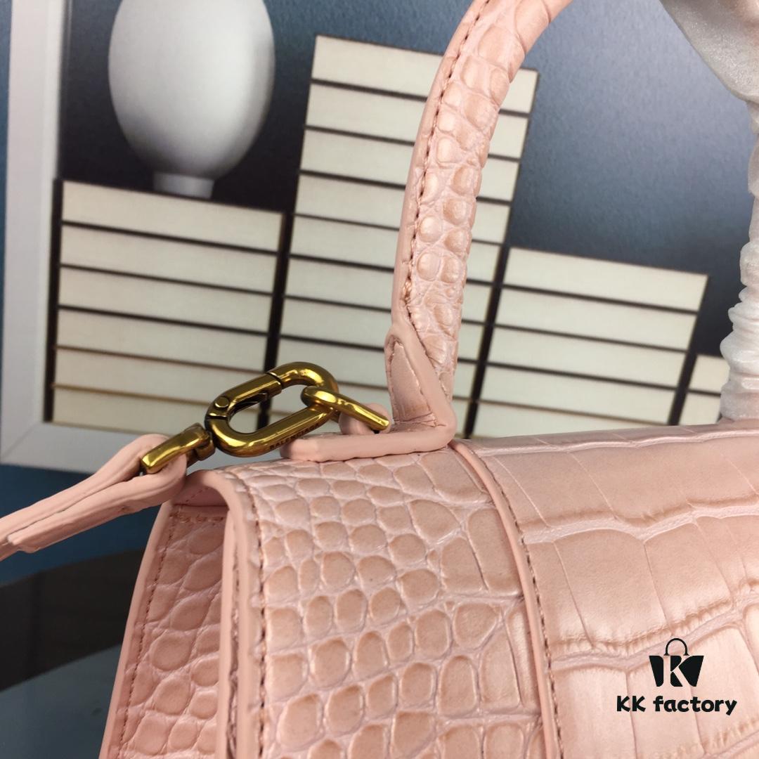 6930e3756e68136f4d9b2605 New Large and Small Size 235 Balencia Paris House This Season's Heavyweight Crocodile Texture Hourglass Bag