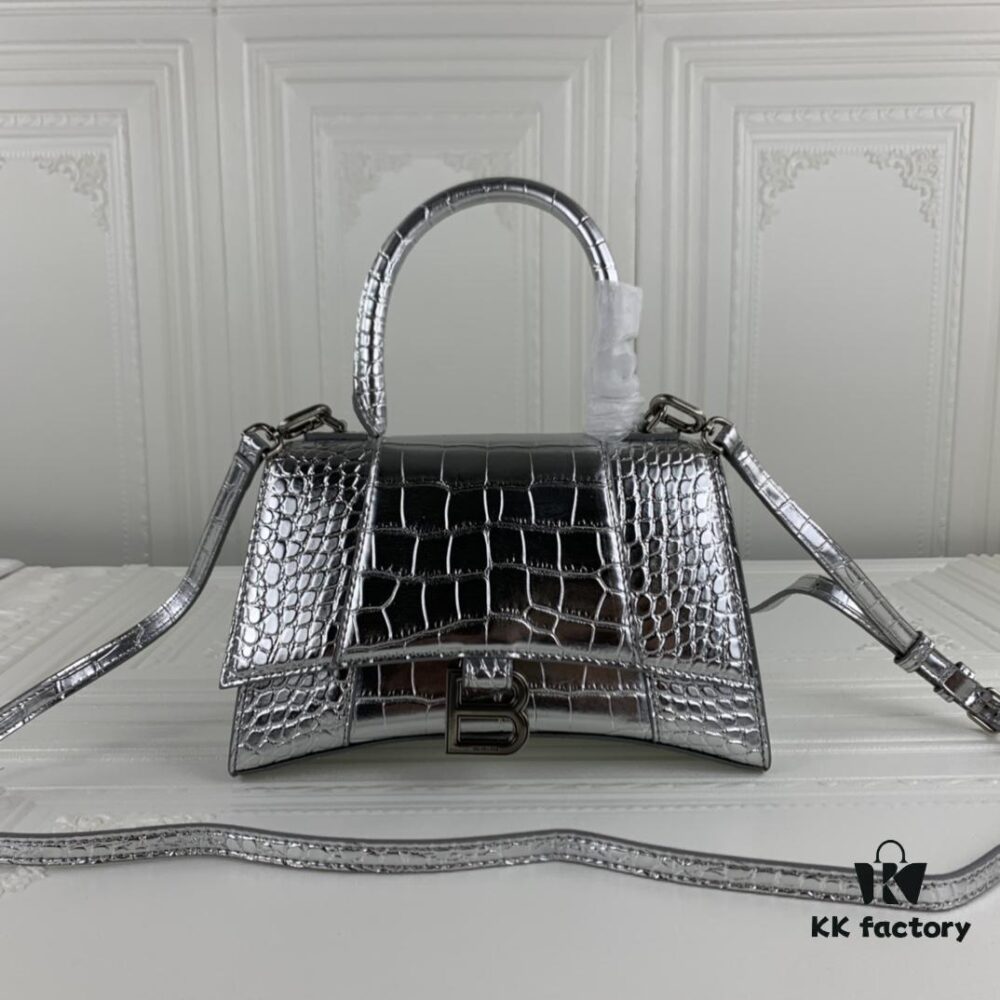 6930e3796e68136f4d9b260a New Large and Small 235 Balencia Paris House, This Season's Heavyweight Crocodile Texture Hourglass Bag