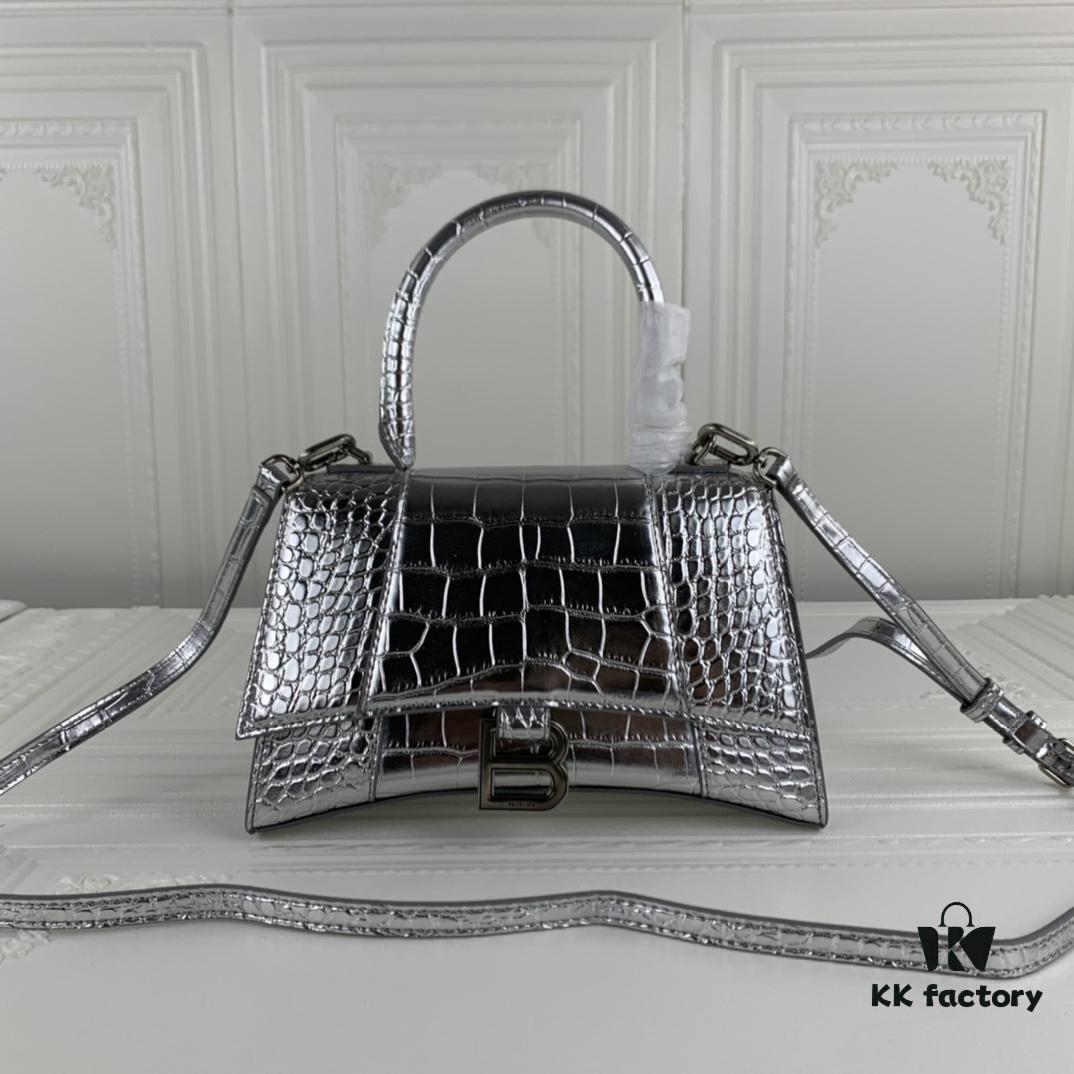 6930e3796e68136f4d9b260a New Large and Small 235 Balencia Paris House, This Season's Heavyweight Crocodile Texture Hourglass Bag