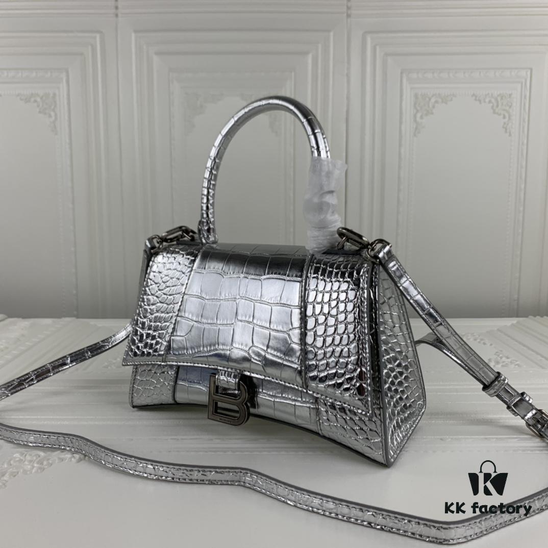 6930e3796e68136f4d9b260b New Large and Small 235 Balencia Paris House, This Season's Heavyweight Crocodile Texture Hourglass Bag