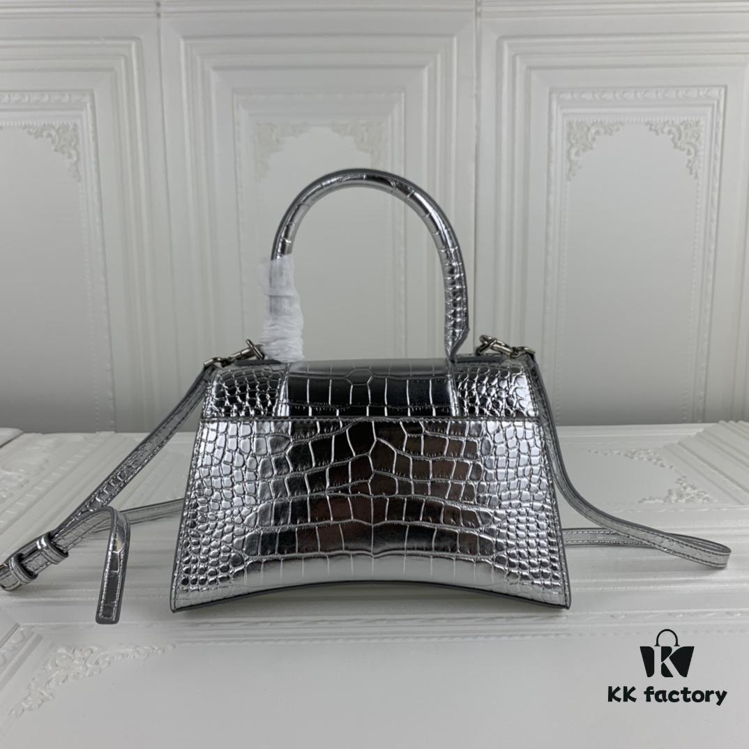 6930e37a6e68136f4d9b260c New Large and Small 235 Balencia Paris House, This Season's Heavyweight Crocodile Texture Hourglass Bag