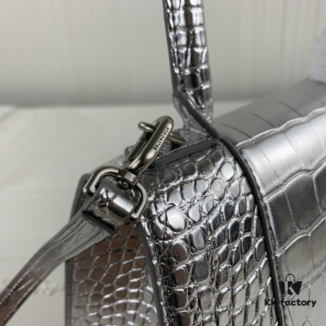 6930e37a6e68136f4d9b260d New Large and Small 235 Balencia Paris House, This Season's Heavyweight Crocodile Texture Hourglass Bag
