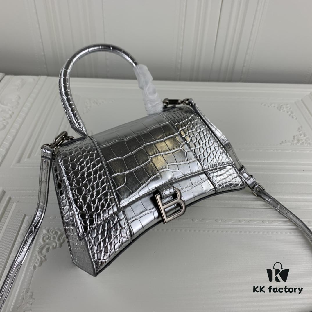 6930e37b6e68136f4d9b260e New Large and Small 235 Balencia Paris House, This Season's Heavyweight Crocodile Texture Hourglass Bag