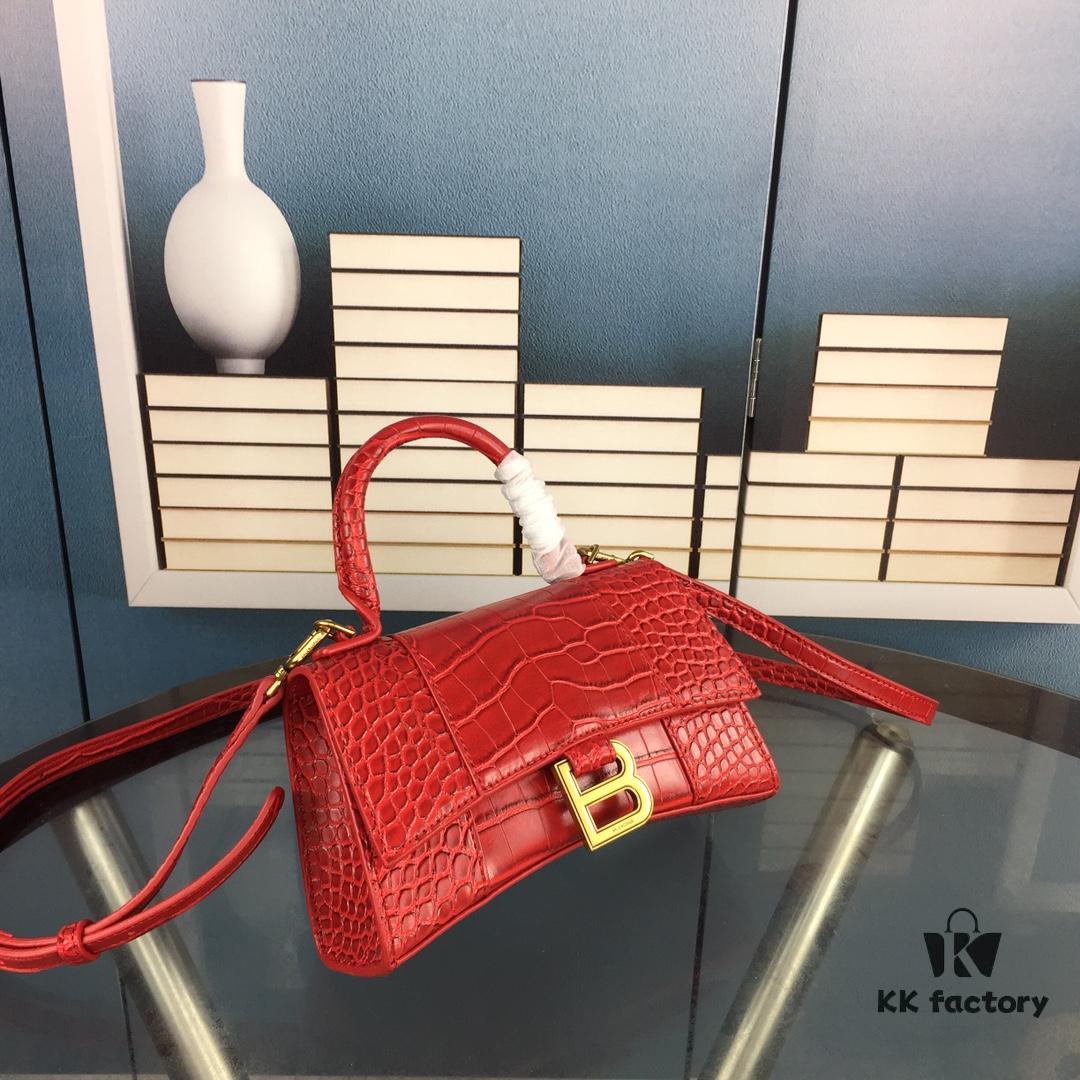 6930e3926e68136f4d9b262f New Large and Small Size 235 Balencia Paris House, This Season's Highlight Crocodile Texture Hourglass Bag with Signature Arc Shape