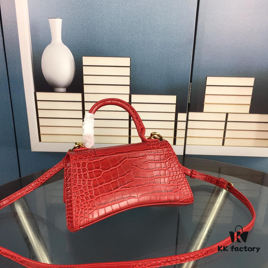 6930e3926e68136f4d9b2630 New Large and Small Size 235 Balencia Paris House, This Season's Highlight Crocodile Texture Hourglass Bag with Signature Arc Shape