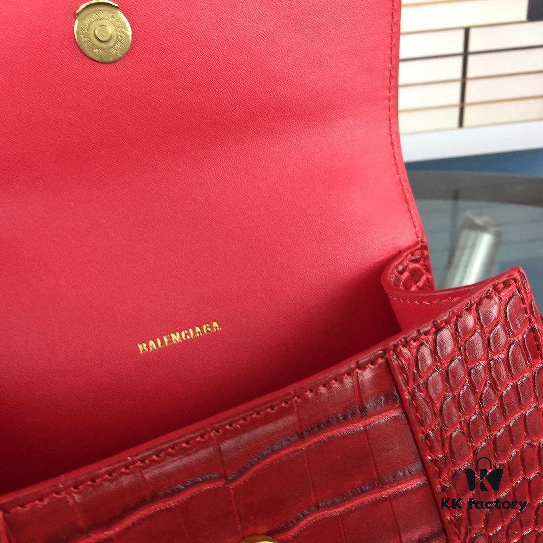 6930e3946e68136f4d9b2634 New Large and Small Size 235 Balencia Paris House, This Season's Highlight Crocodile Texture Hourglass Bag with Signature Arc Shape